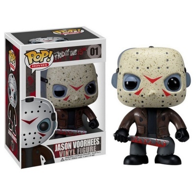 Figura de Vinil POP! de Jason Voorhees com máscara branca e roupa castanha.