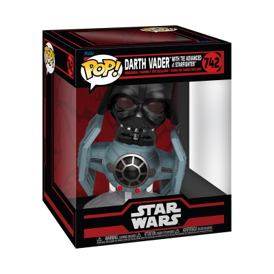 Funko POP! Darth Vader com Advanced TIE Starfighter embalado em caixa Star Wars preta e vermelha nº 742