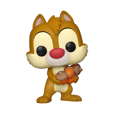 Figura Funko Pop esquilo castanho com bolotas nas mãos.