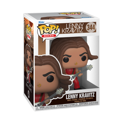 Brinquedo Funko Pop! Rocks Lenny Kravitz com guitarra na embalagem