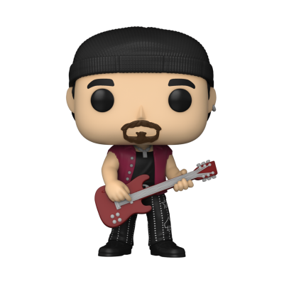 Figura Funko Pop com roupa e guitarra vermelha