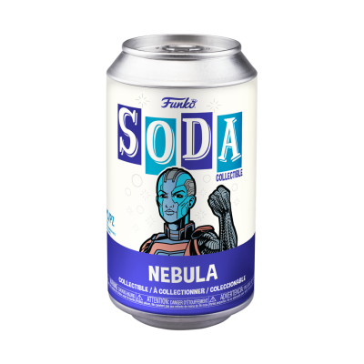 Lata Funko SODA Collectible Nebula com imagem de personagem futurista azul