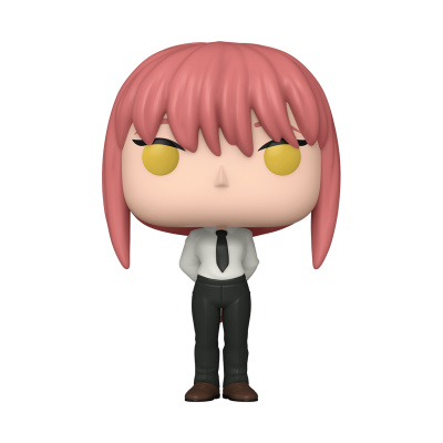 Figura Funko Pop com cabelo cor-de-rosa e roupa formal