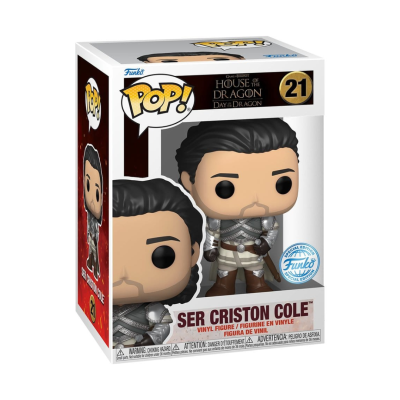 Funko Pop! de Ser Criston Cole da série House of the Dragon na caixa