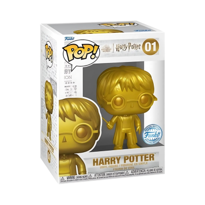 Figura Funko Pop dourada de Harry Potter na embalagem