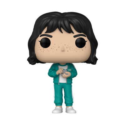 Figura Funko Pop com roupa desportiva turquesa e cabelo preto