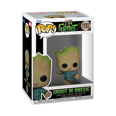 Figura Funko Pop! Groot em onesie dentro de caixa