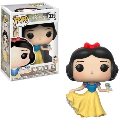 Figura Funko Pop! da Branca de Neve em vinil com vestido amarelo e caixa ao lado