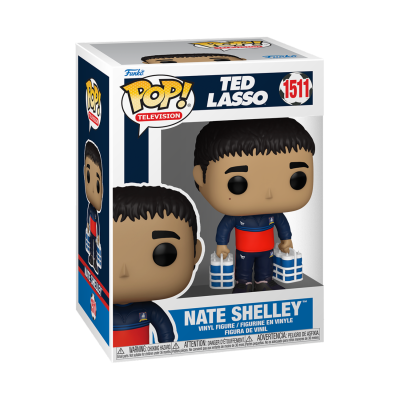 Figura Funko Pop! Nate Shelley Ted Lasso embalada na caixa