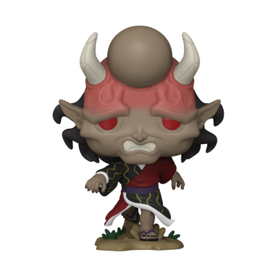 Figura Funko Pop de criatura com máscara vermelha e chifres brancos