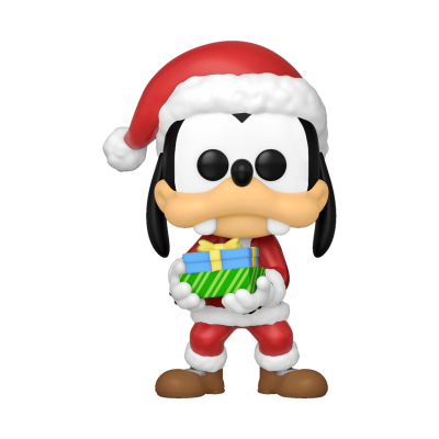 Figura Funko Pop do Pateta vestido de Pai Natal segurando presente