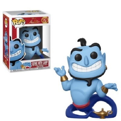 Figura Funko Pop Génio azul com lâmpada dourada e caixa Aladino