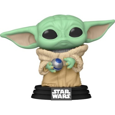 Figura Baby Yoda Star Wars com túnica bege e suporte preto