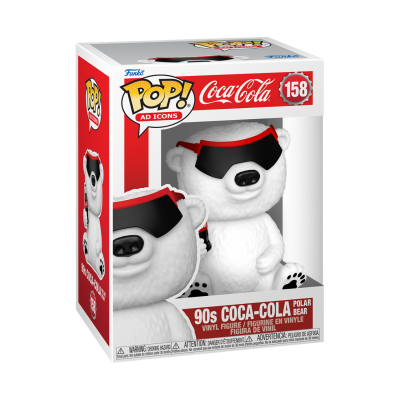 Figura vinil urso polar Coca-Cola anos 90 com viseira em embalagem Funko Pop