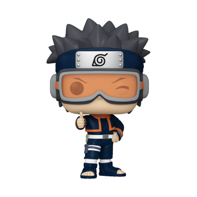 Funko Pop do Kakashi Hatake da série Naruto em fato azul escuro com detalhes laranja e branco.