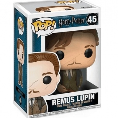 Figura Funko Pop Remus Lupin dentro de caixa de embalagem com janela transparente