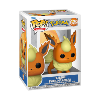 Figura Funko Pop de Flareon de Pokémon na embalagem