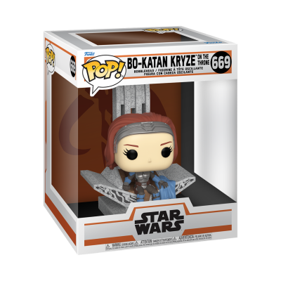 Figura Funko Pop Bo-Katan Kryze no trono Star Wars em caixa