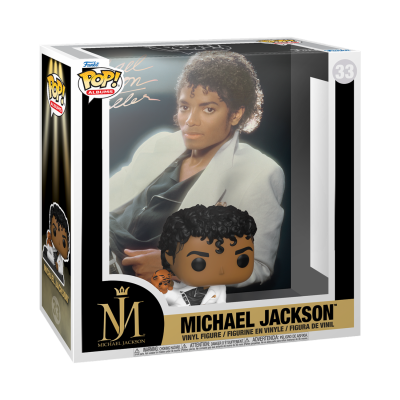 Figura Funko Pop! Michael Jackson em caixa com foto e texto.