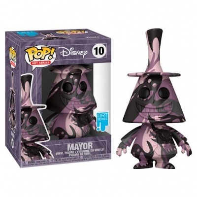 Figura Funko Pop Disney Mayor em vinil roxo e preto na caixa