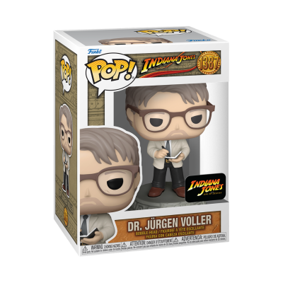 Figura Funko Pop! Dr. Jürgen Voller Indiana Jones caixa branca e amarela