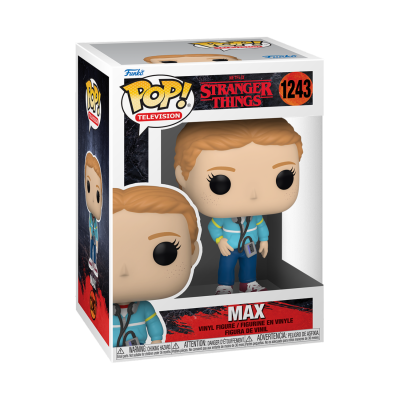 Funko Pop Max da série Stranger Things em caixa com janela transparente