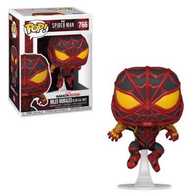 Figura Funko Pop vinil Spider-Man Miles Morales traje negro e vermelho com caixa