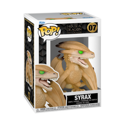 Funko Pop! Syrax dragão da House of the Dragon, cor bege, olhos verdes, de vinil na caixa
