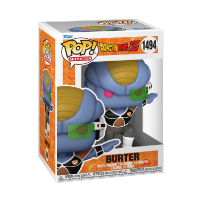 Figura POP! em vinil do personagem Burter da série Dragon Ball Z na embalagem