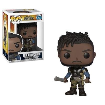 Figura Funko Pop Erik Killmonger com roupa camuflada e caixa
