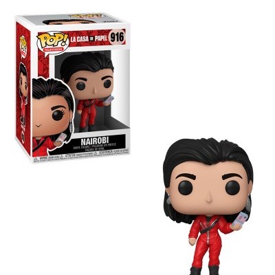 Figura Funko Pop de Nairobi da La Casa de Papel com macacão vermelho e telemóvel com caixa original.