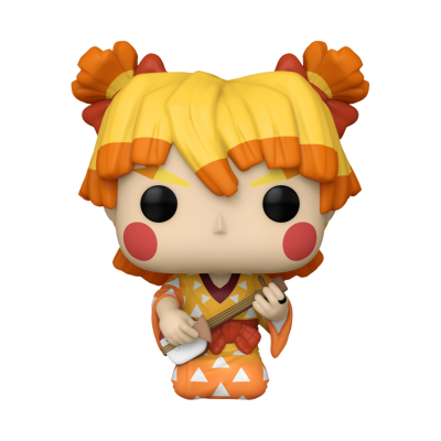 Figura Funko Pop Zenitsu Agatsuma do anime Demon Slayer com quimono laranja e guitarra