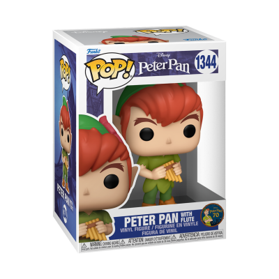 Figura de vinil Funko Pop! Peter Pan com flauta em embalagem