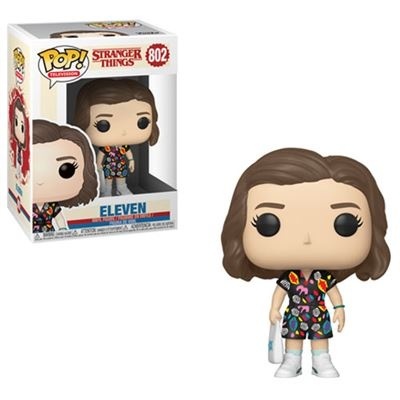 Figura Funko Pop! Eleven do Stranger Things número 802 com vestido estampado e tênis brancos