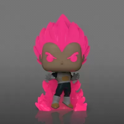 Boneco Funko Pop Vegeta com cabelo rosa e chama rosa