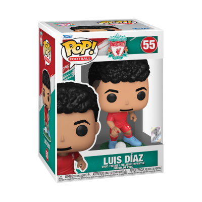 Figura Funko Pop! de Luis Díaz em embalagem do Liverpool FC