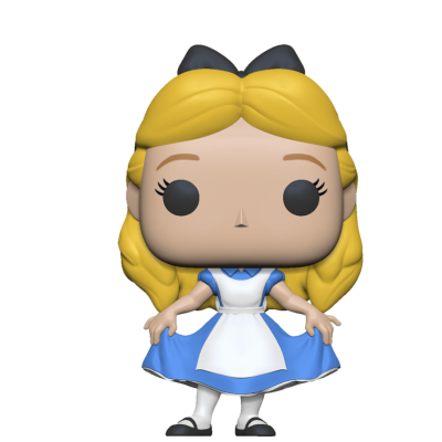 Figura Funko Pop de personagem feminina com vestido azul e avental branco