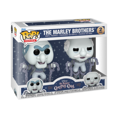 Pack Funko Pop! The Marley Brothers, personagens azuis com correntes em caixa branca e azul