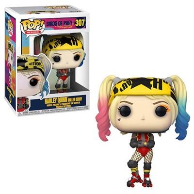 Figura Funko Pop! Harley Quinn com cabelo colorido e patins, caixa colorida Birds of Prey