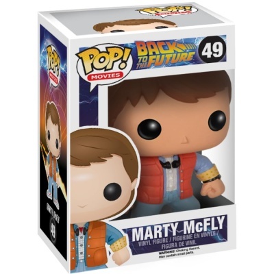 Figura de vinil Marty McFly em caixa POP! Movies número 49.