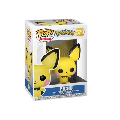 Figura Funko Pop Pichu em vinil amarelo na caixa da coleção Pokémon