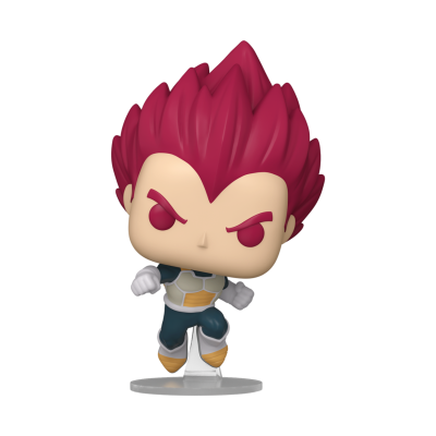 Figura de vinil de Vegeta com cabelo vermelho e roupa de combate.