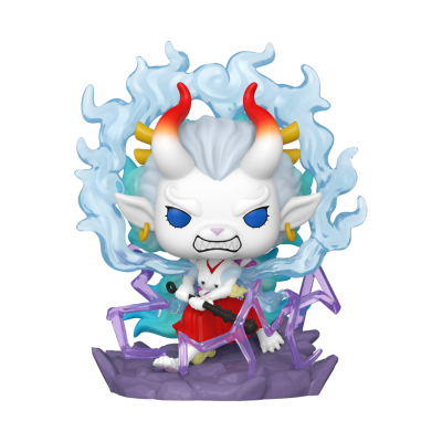 Figura Pop colecionável de demônio com chifres vermelhos e cabelo branco