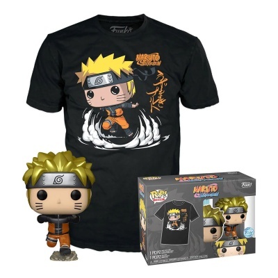 Conjunto de produtos Naruto com t-shirt preta e figura Funko Pop