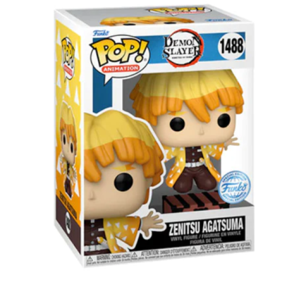 Funko Pop! Zenitsu Agatsuma de Demon Slayer na embalagem