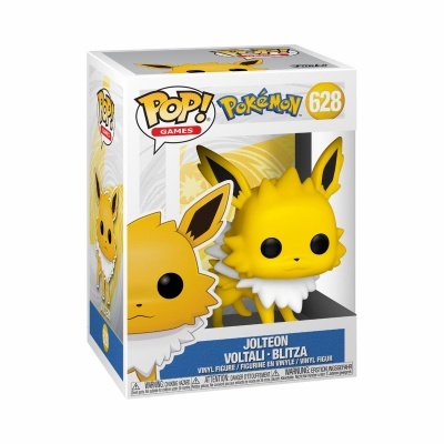 Funko Pop! número 628 Jolteon Pokémon, figura vinil amarela em caixa com janela