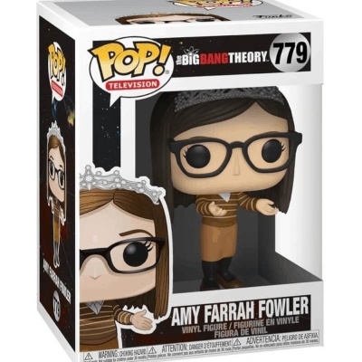 Figura Funko Pop Amy Farrah Fowler da série The Big Bang Theory em caixa branca