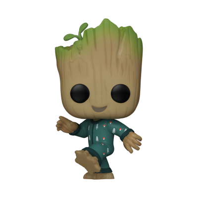 Figura Funko Pop de Groot com pijama verde e olhos pretos