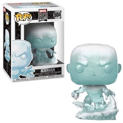 Funko Pop Iceman da Marvel número 504 com textura de gelo