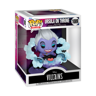 Funko Pop Deluxe Úrsula sentada num trono, embalagem Disney Villains